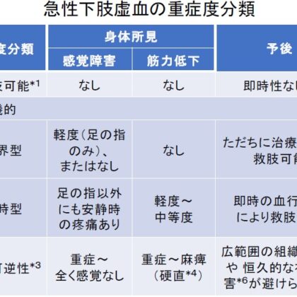 急性下肢虚血の重症度分類